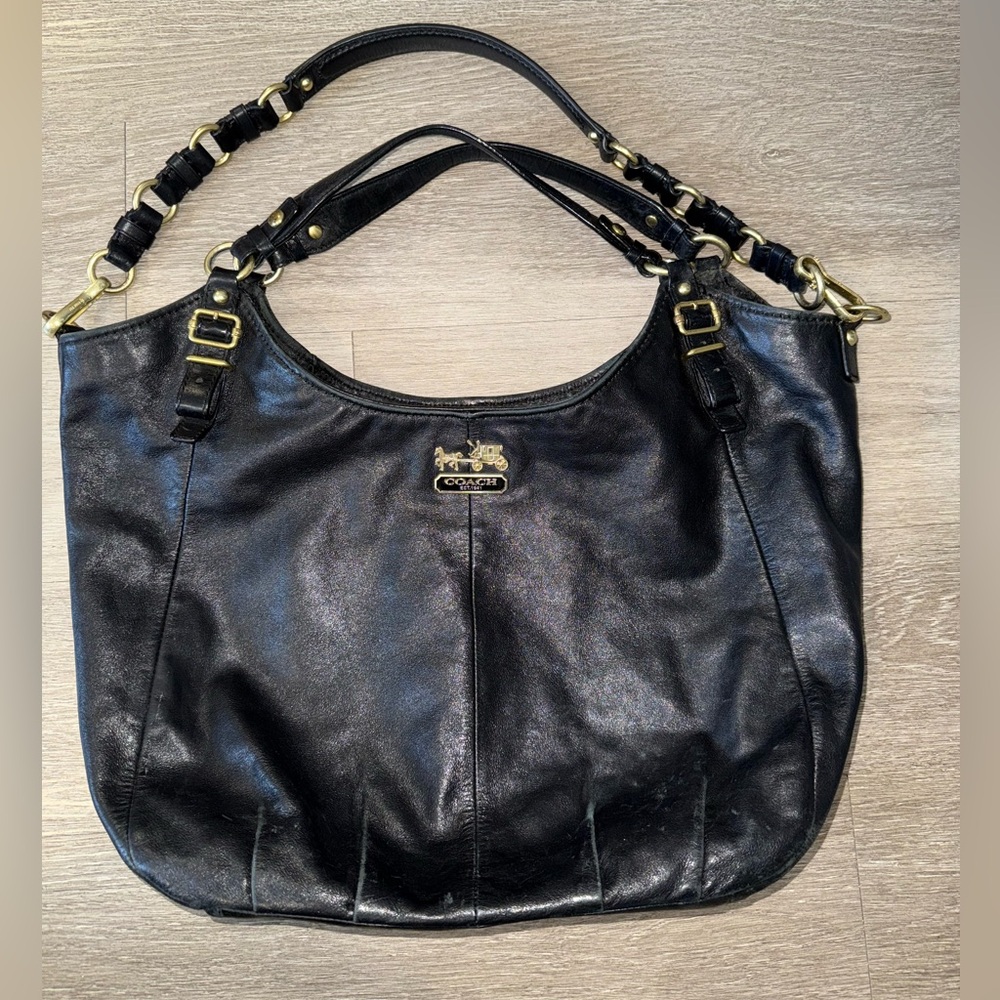 Coach 15958 Madison Black Leather Large Convertible Shoulder Bag